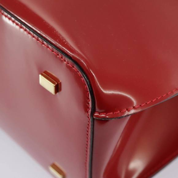 CELINE Hand Bag Patent leather Red Gold Auth 96786 - Picture 14 of 16